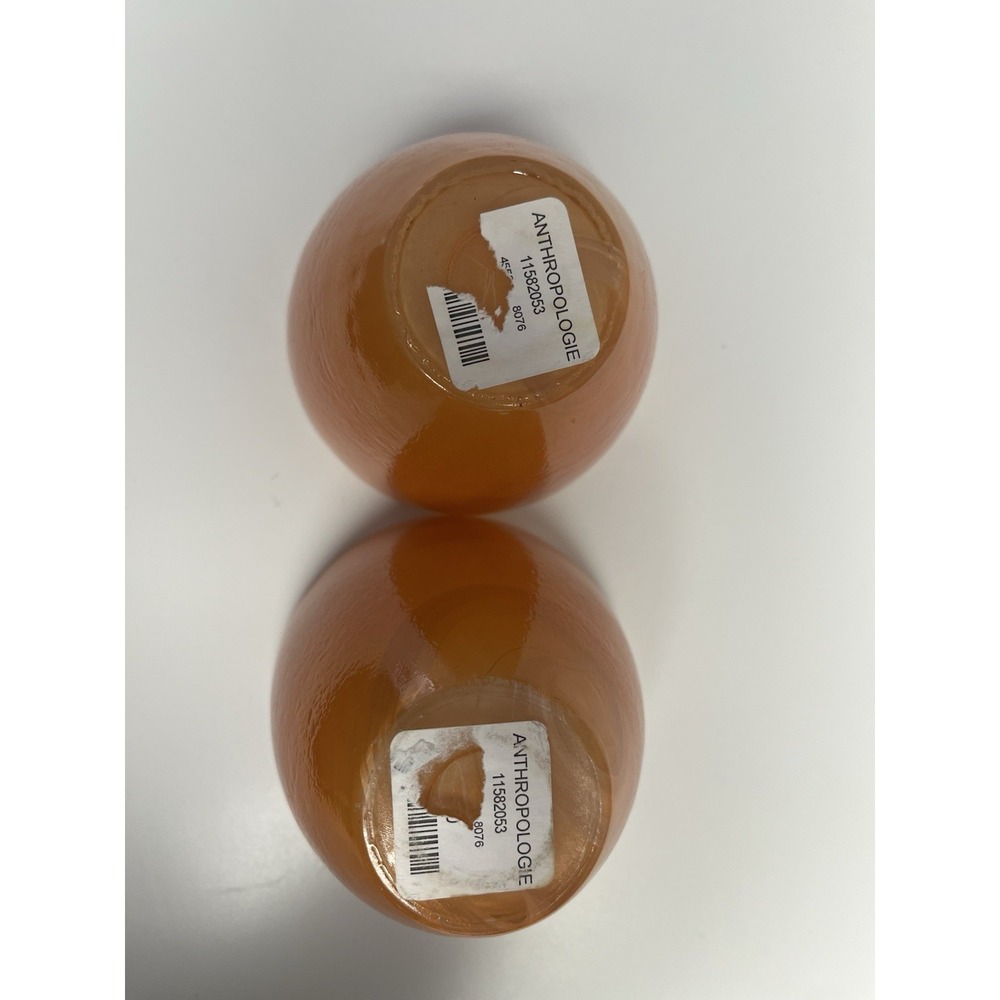Anthropologie Art Glass Orange Swirl Votive Tea Light Candle Holder SET‎ OF 2 - Picture 13 of 13